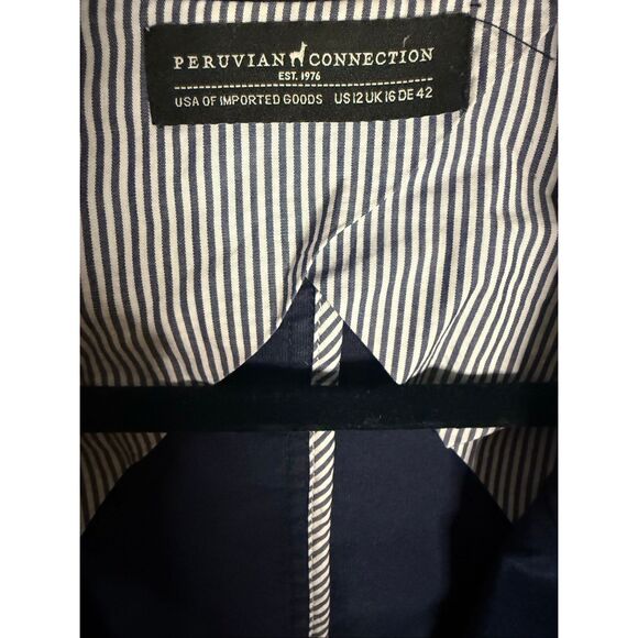 Peruvian Connection Blue Velvet Blazer Structured Silhouette Women’s Size 12 - Picture 3 of 5